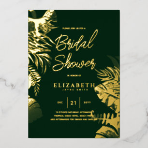 Green Tropical Disco BRIDAL SHOWER Gold Leaves