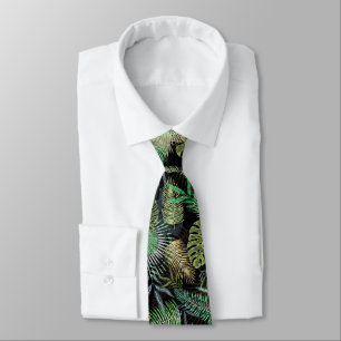 Green Tropical Ferns Tie