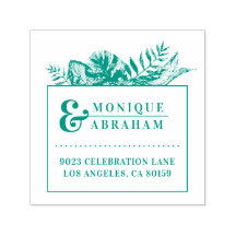 Green Tropical Foliage Wedding Return Address