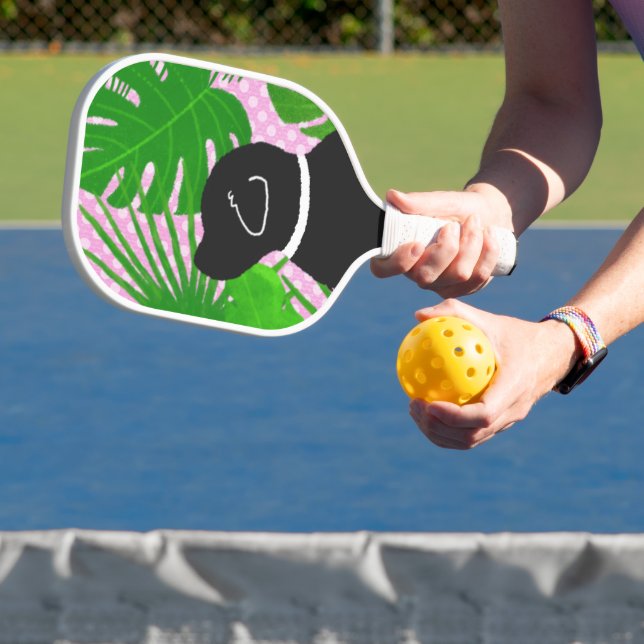 Green Tropical Island Black Dog Pickleball Paddle (Insitu)