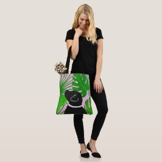 Green Tropical Island Black Dog Sac fourre-tout