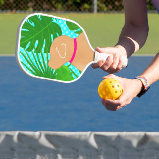 Green Tropical Island Yellow Dog Pickleball Paddle