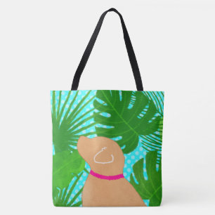 Green Tropical Island Yellow Dog Tote Bag