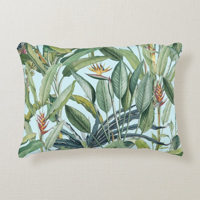 Green Tropical Jungle Banana Tree Strelitzia  Accent Pillow (Front)