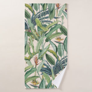 Green Tropical Jungle Banana Tree Strelitzia Bath Towel