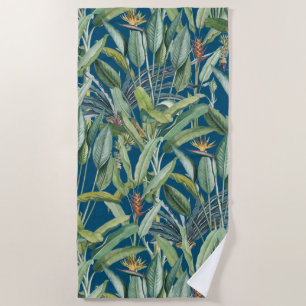 Green Tropical Jungle Banana Tree Strelitzia Beach Towel