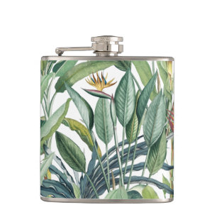 Green Tropical Jungle Banana Tree Strelitzia Hip Flask