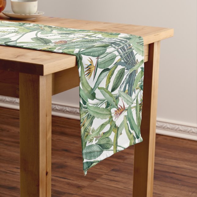 Green Tropical Jungle Banana Tree Strelitzia Short Table Runner (In Situ)