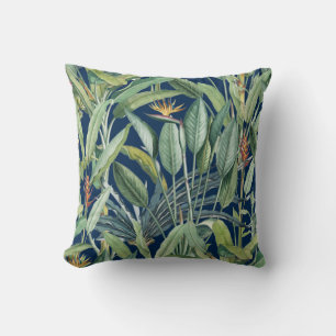 Green Tropical Jungle Banana Tree Strelitzia Throw Pillow