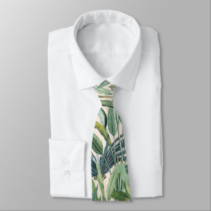 Green Tropical Jungle Banana Tree Strelitzia Tie
