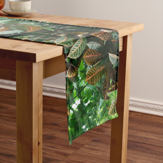Green Tropical Jungle Short Table Runner (In Situ)