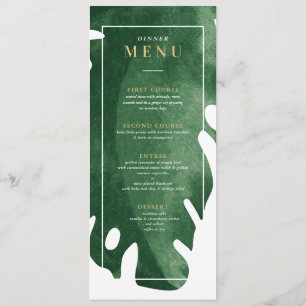 Green Tropical leaf dinner menu Invitation