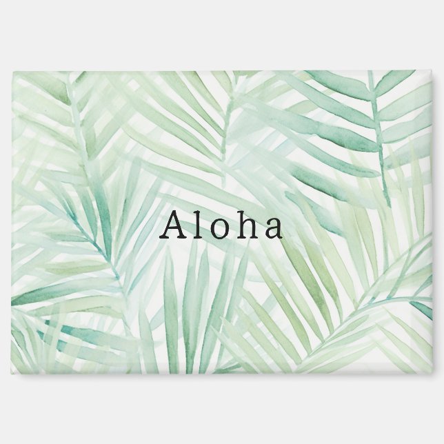 Green Tropical Leaves Aloha Magnet (Front)