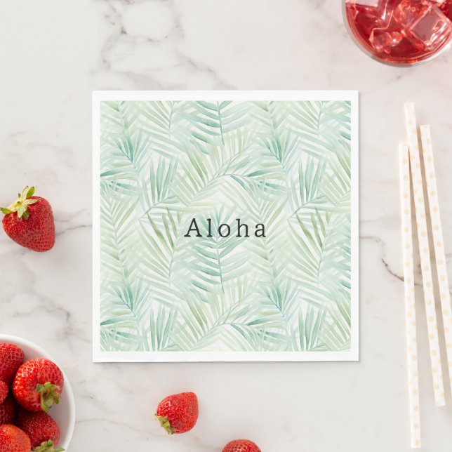 Green Tropical Leaves Aloha Napkin (Insitu)