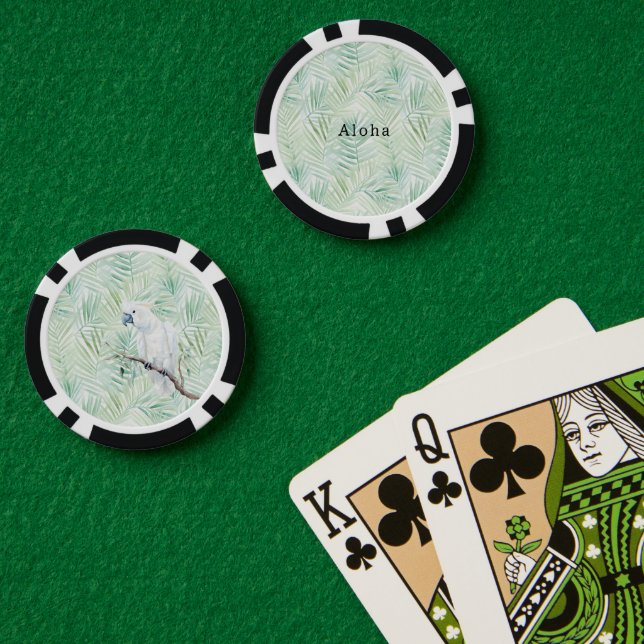 Green Tropical Leaves Aloha  Poker Chips (Poker Table (Double))