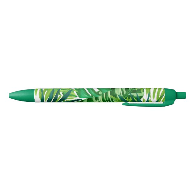 Green Tropical Leaves  Black Ink Pen (Bottom)