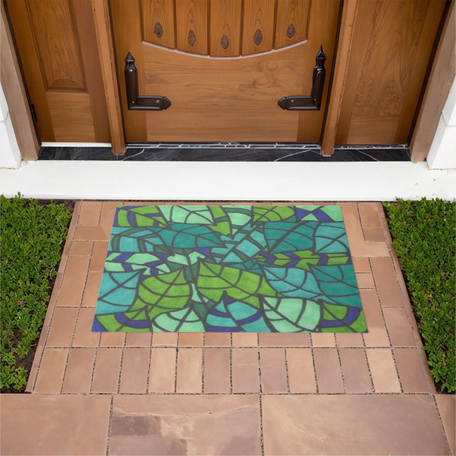 Green Tropical Leaves  Doormat (Outdoor)