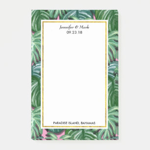 Green Tropical Leaves Foliage Custom Wedding Post-it Notes