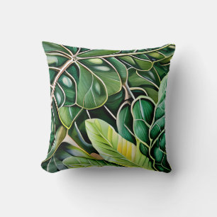 Green Tropical Leaves Housewarming Gift Throw Pillow