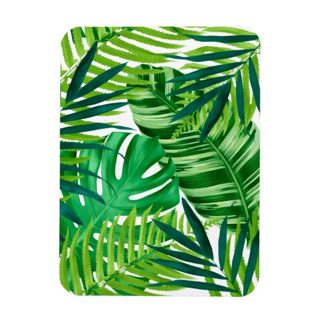 Green tropical leaves magnet (Vertical)
