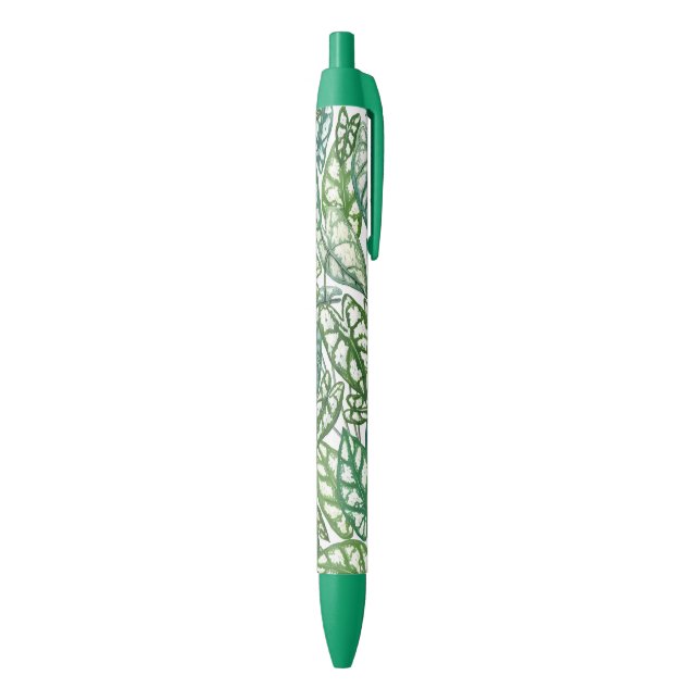 Green Tropical Leaves Pattern  Black Ink Pen (Bottom (Vertical))