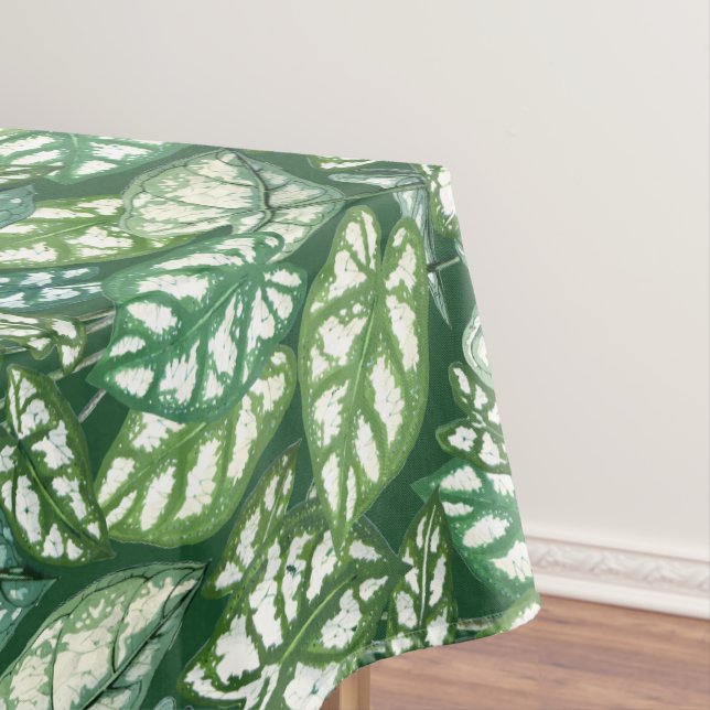 Green Tropical Leaves Pattern Tablecloth (In Situ)