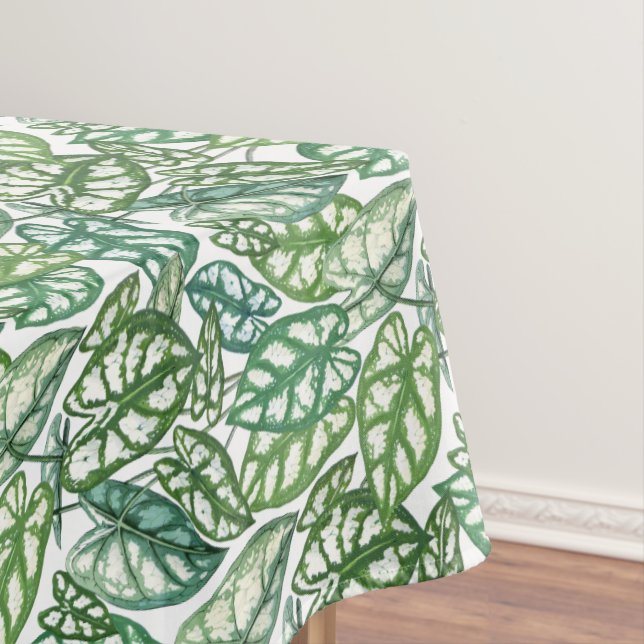 Green Tropical Leaves Pattern Tablecloth (In Situ)
