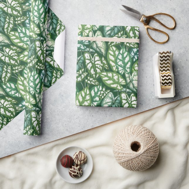 Green Tropical Leaves Pattern  Wrapping Paper (Crafts)