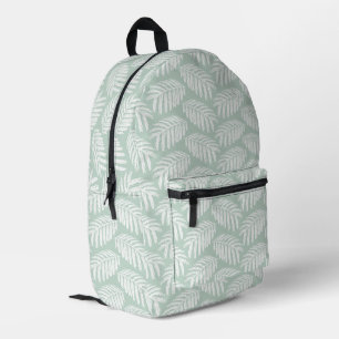Green Tropical Leaves Printed Backpack