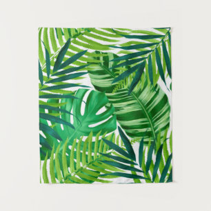 Green tropical leaves tapestry