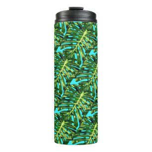 Green Tropical Leaves Thermal Tumbler