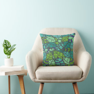 Green Tropical Leaves  Throw Pillow