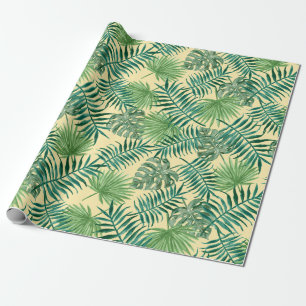 Green Tropical Leaves Vacation Wrapping Paper