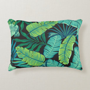 Green tropical leaves: vintage pattern. accent pillow