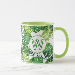 Green Tropical Leaves W Mug