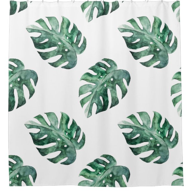 Green tropical leaves, watercolor pattern (Front)