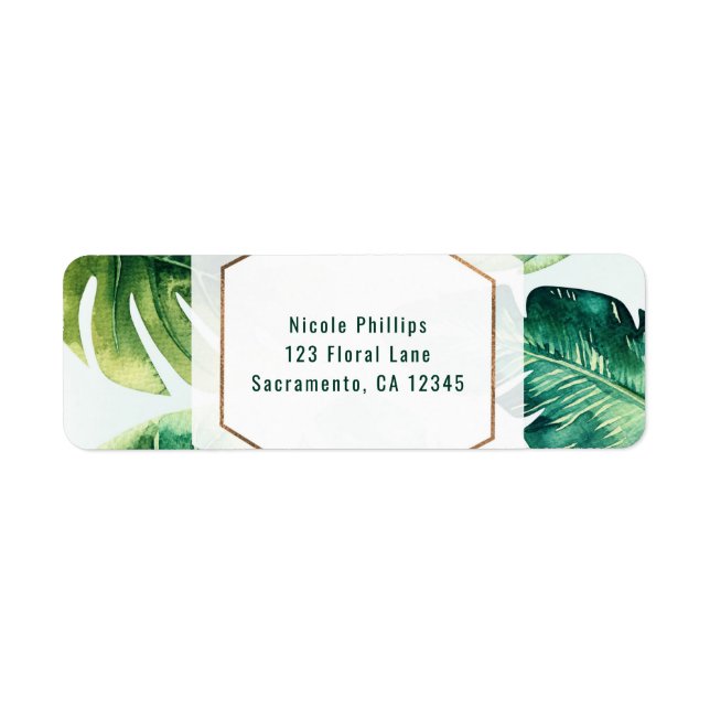 Green Tropical Leaves White Elegant Invitation (Front)