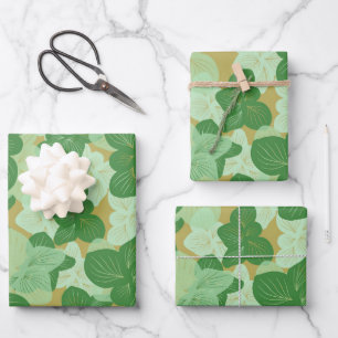 Green Tropical Leaves Wrapping Paper Sheet