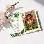 Green Tropical Mahalo Thank You Card<br><div class="desc">Thank you card with mahalo,  tropical design and green background.</div>