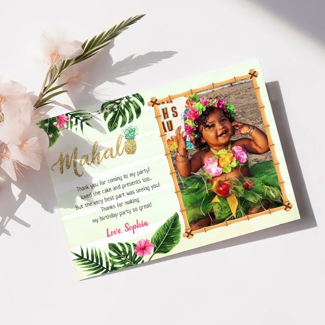 Green Tropical Mahalo Thank You Card (Creator Uploaded)