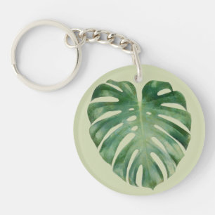 Green Tropical Monstera Leaf Keychain