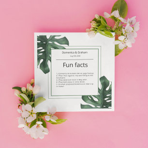 Green Tropical Monstera leaf Wedding Fun Facts  Napkin