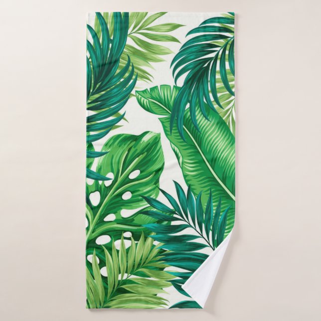 Green Tropical Palm Banana Monstera Feuille (Serviette de bain)