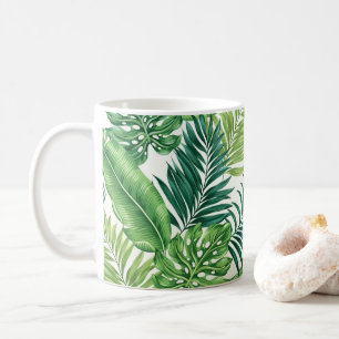 Green Tropical Palm Banana Monstera Leaves Coffee Mug