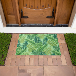 Green Tropical Palm Banana Monstera Leaves Doormat