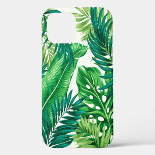 Green Tropical Palm Banana Monstera Leaves iPhone 12 Case