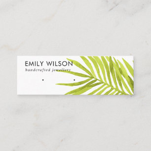 GREEN TROPICAL PALM FAUNA EARRING STUD DISPLAY MINI BUSINESS CARD