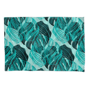 Green tropical palm leaves design. pillowcase