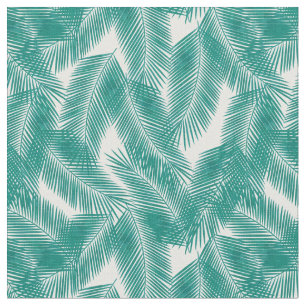 Green Tropical Palm Leaves Pattern Fabric