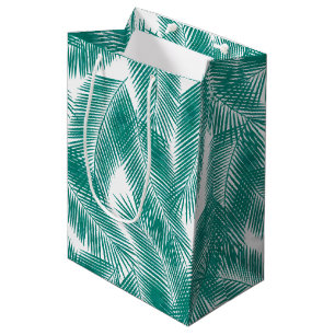 Green Tropical Palm Leaves Pattern Medium Gift Bag